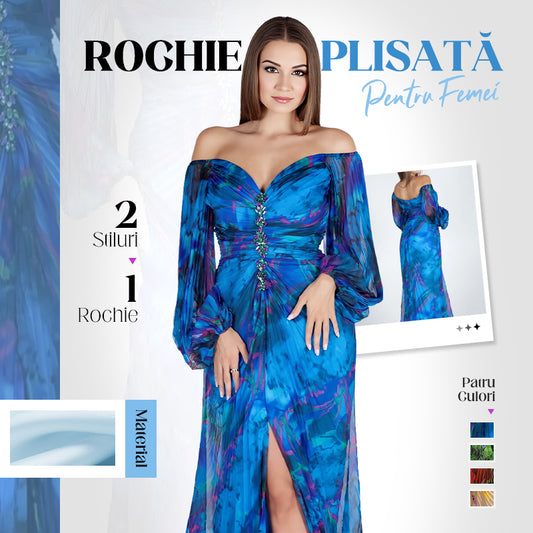 ✨【Vrăjitor de slăbire】Rochie fără bretele pentru femei✨ |Design atrăgător fără bretele |Detalii plisate |Fantă tăiată, mâneci lungi confortabile
