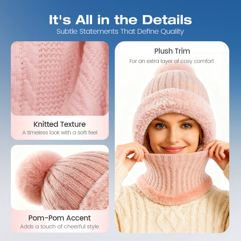 Women's Winter Knitted Beanie Scarf Mask — One-Piece 🧣