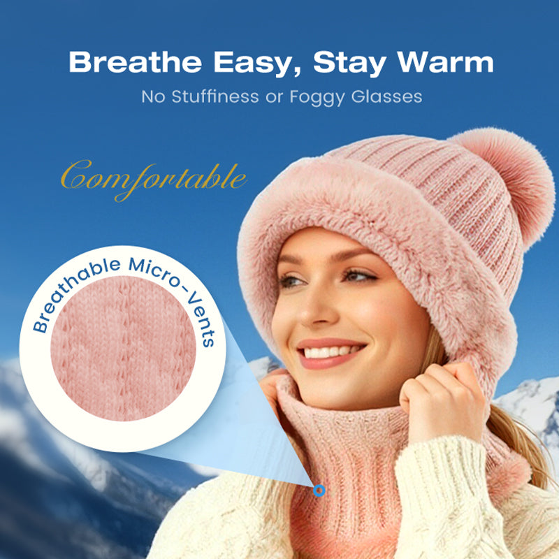 Women's Winter Knitted Beanie Scarf Mask — One-Piece 🧣