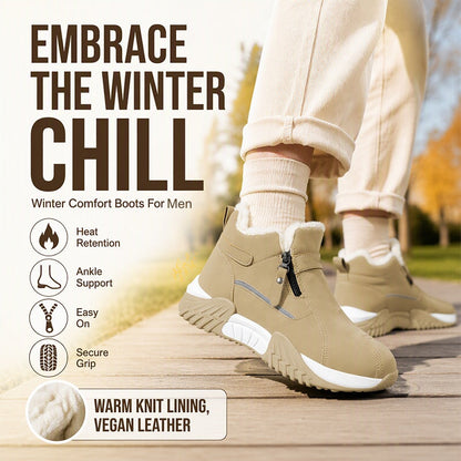 🥾 Men's Fleece-Lined Leather High-Tops | Warm Side-Zip Winter Boots – Non-Slip Grip for Cold Weather ✨
