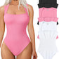 💟Sexy cu nervuri, cu bretele, cu gât pătrat, fără mâneci și fără burtă, pentru controlul burticii Body-uri🩱✨
