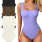 💟Sexy cu nervuri, cu bretele, cu gât pătrat, fără mâneci și fără burtă, pentru controlul burticii Body-uri🩱✨