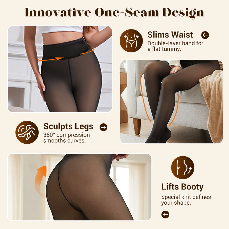 🔥 50K+ SOLD! ❄️ One-Seam Pile-Lined Shaping Tights ✨ Stay Warm, Look Snatched 💕