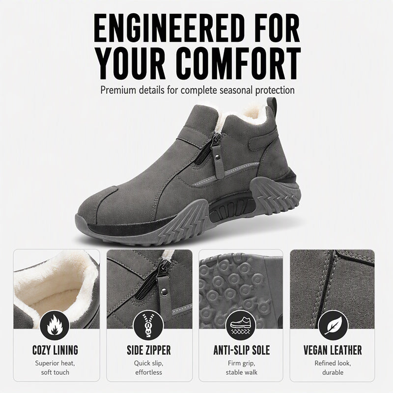 🥾 Men's Fleece-Lined Leather High-Tops | Warm Side-Zip Winter Boots – Non-Slip Grip for Cold Weather ✨