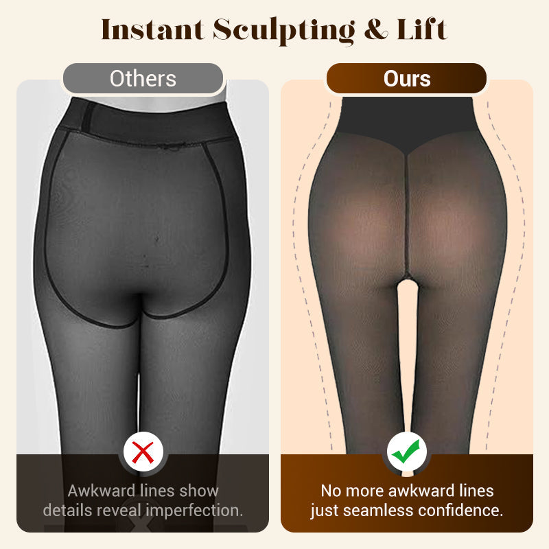 🔥 50K+ SOLD! ❄️ One-Seam Pile-Lined Shaping Tights ✨ Stay Warm, Look Snatched 💕