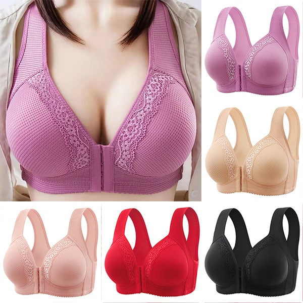 🌬️👙 Breathable Front-Closure Plus-Size Bra | Wire-Free Support & Easy On/Off – Cool, Comfy, Full-Coverage Fit ✨