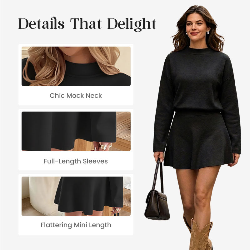 👗 Women's Mock Neck Knit A-Line Mini Dress | Effortless Style & Everyday Comfort ✨