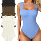💟Sexy cu nervuri, cu bretele, cu gât pătrat, fără mâneci și fără burtă, pentru controlul burticii Body-uri🩱✨