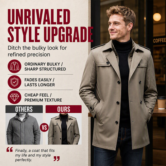 🧥 Men's Medium-Length Trench Coat with Detachable Inner | Timeless Style & Everyday Versatility ✨