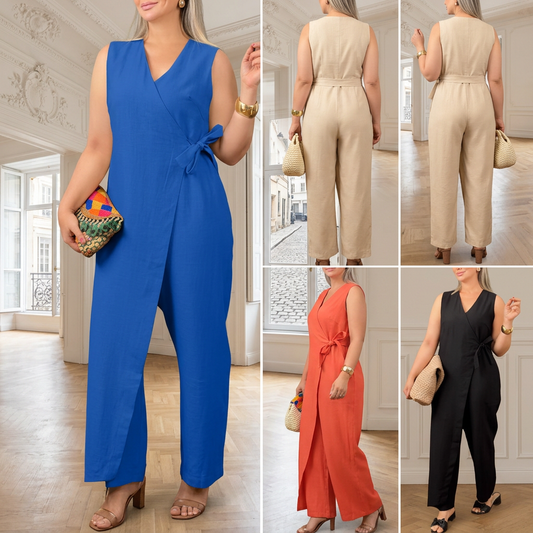 🌹Colier roz gratuit 🌹💖 Salopetă casual pentru femei cu decolteu scoop