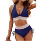 👙Set bikini 2 piese cu decolteu în V și patchwork