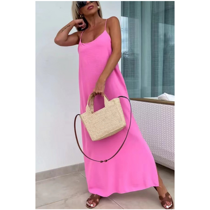 Rochie Maxi cu curea de spaghete cu croială laterală