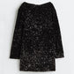 🎀Dancing All Night Sequin Back Bow Loose Mini Cute Dress 🎀