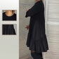 💞Free rochie neagră elegantă plisată