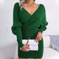 🎅 Vânzări de Xmas - 49% OFF 🎄 Sexy Knit Mini rochie cu mâneci lungi Batwing