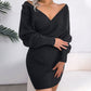 🎅 Vânzări de Xmas - 49% OFF 🎄 Sexy Knit Mini rochie cu mâneci lungi Batwing