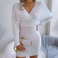 🎅 Vânzări de Xmas - 49% OFF 🎄 Sexy Knit Mini rochie cu mâneci lungi Batwing