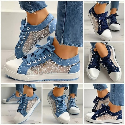 🙋‍♀️👟 Pantofi casual cu vârf rotund și șireturi pentru femei – Confortabili, fără a strânge piciorul – Plată la livrare ✨✅