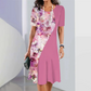 Femei elegant florale imprimare rotund gât rochie