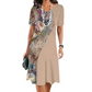 Femei elegant florale imprimare rotund gât rochie