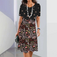Femei elegant florale imprimare rotund gât rochie
