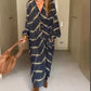 Rochie cu mânecă lungă Boho Stripe