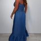 Rochie Denim Halter Maxi pentru femei