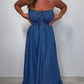 Rochie Denim Halter Maxi pentru femei