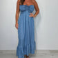 Rochie Denim Halter Maxi pentru femei