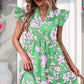 🌺🔥Rochie imprimată cu mânecă bufantă și gât în V