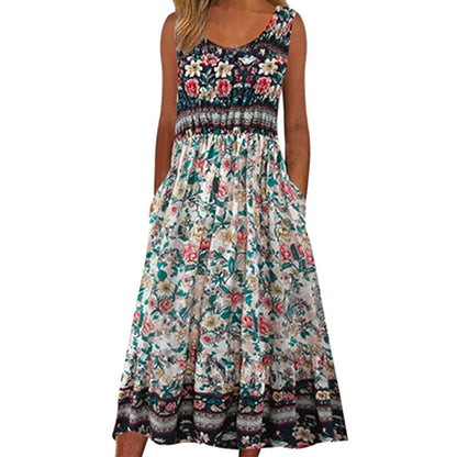 🏖️VÂNZARE FIERBINTE DE VARĂ 49% OFF🌸Rochie fără mâneci pentru femei cu imprimeu floral🎁
