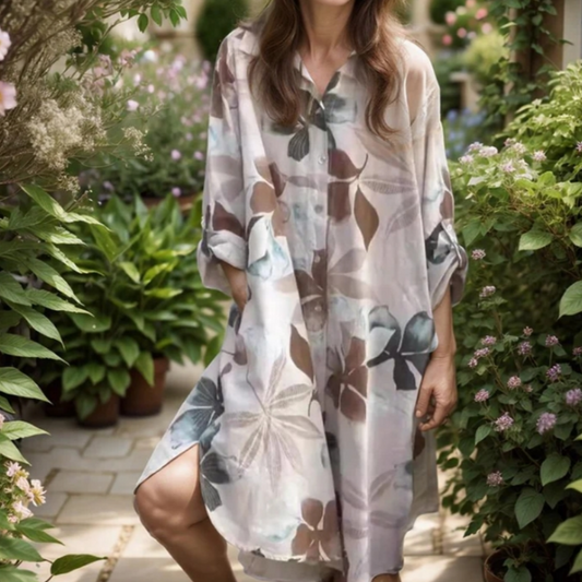 🌴Oferte speciale de vară🌴Rochie cămașă cu imprimeu largi, confortabilă, pentru femei