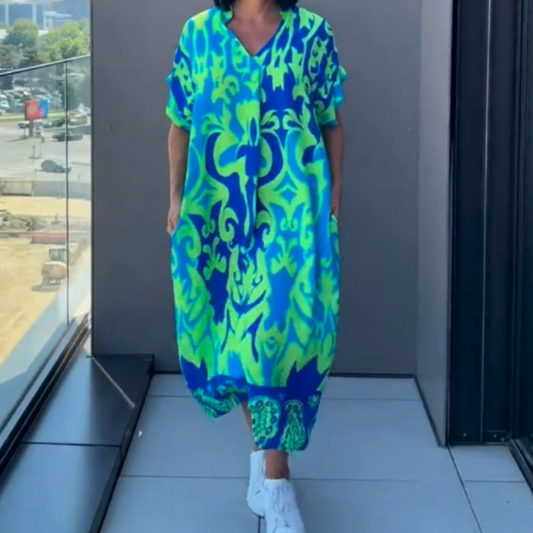 🌿Rochie elegantă imprimată cu decolteu în V pentru femei