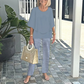 💐Set pantaloni imprimați și top cu gât rotund