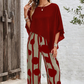 Set din două piese: top cu mâneci șapte sferturi + pantaloni imprimați
