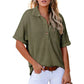【S-2XL】👚Top cu mânecă scurtă cu rever pentru femei