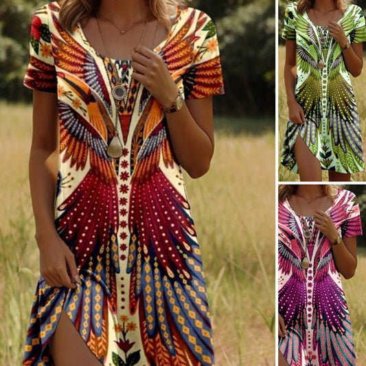 ❤️‍🔥Rochie cu mânecă scurtă și imprimeu floral pentru femei