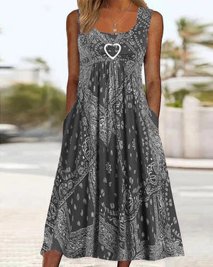Rochie imprimată fără mâneci
