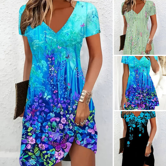 👗 Femeii florale imprimare A-Line Mini rochie