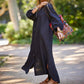 Femei Minimalist bumbac lenjerie V-neck rochie lungă