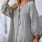 Femei Minimalist bumbac lenjerie V-neck rochie lungă