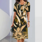 🌺[S-4XL]🌿Rochie midi cu guler rotund și imprimeu pentru femei👗