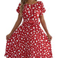 Sweetheart Pattern Round Neck Short Sleeve Dress with Matching Belt
