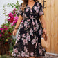 Romantic Printed Flowy V-Neck Dress with Matching Belt
