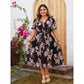 Romantic Printed Flowy V-Neck Dress with Matching Belt