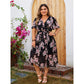 Romantic Printed Flowy V-Neck Dress with Matching Belt