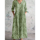 Rochie cu imprimeu retro, decolteu în V și mâneci lungi pentru femei
