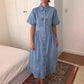 Loose Fit Pocket Details Lapel Denim Dress