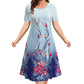 Rochie casual cu imprimeu și mâneci scurte pentru femei