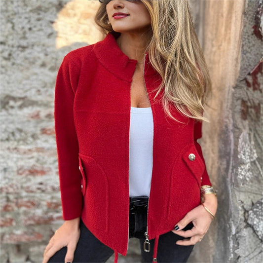 💖 S-4XL💖 Jacheta casuală cu guler înalt și fermoar
